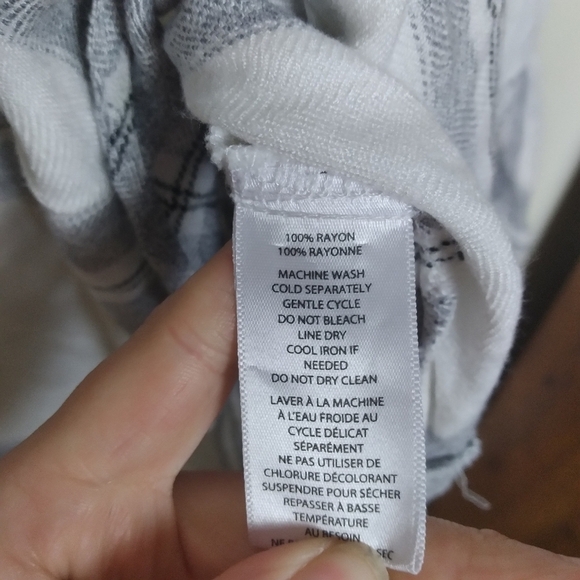 BeachLunchLounge Neutral Plaid Peasant Blouse Size XS - Picture 6 of 6